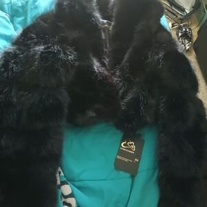 Source Unknown Black Faux Fur Jacket
